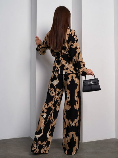 Black Kimono Pantsuit Made of Printed Cotton -sku 15050