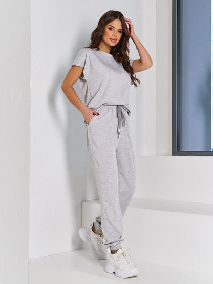 Light gray pantsuit with a T-shirt - sku 15057