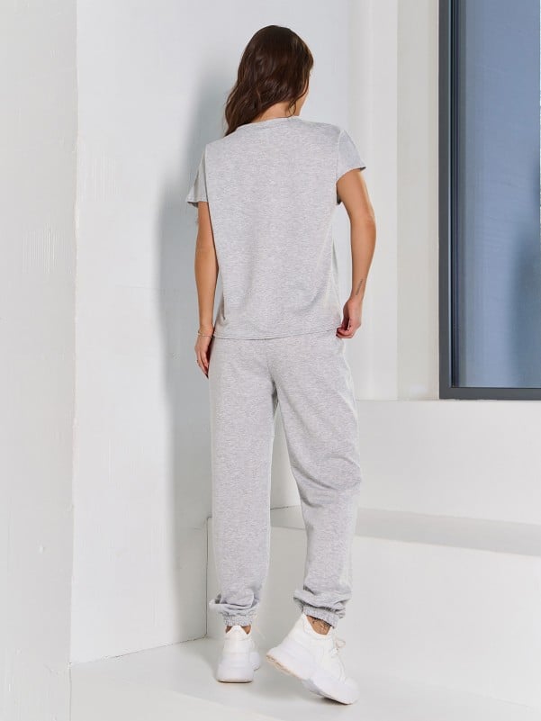 Light gray pantsuit with a T-shirt - sku 15057