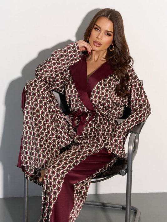 Silk Kimono Suit with Print SKU 15087