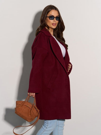 Burgundy cashmere coat -sku 15089