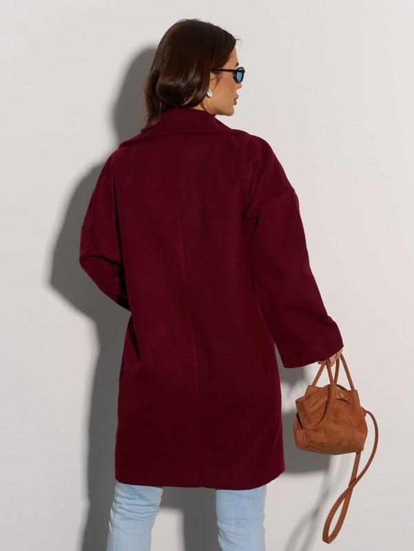 Burgundy cashmere coat -sku 15089