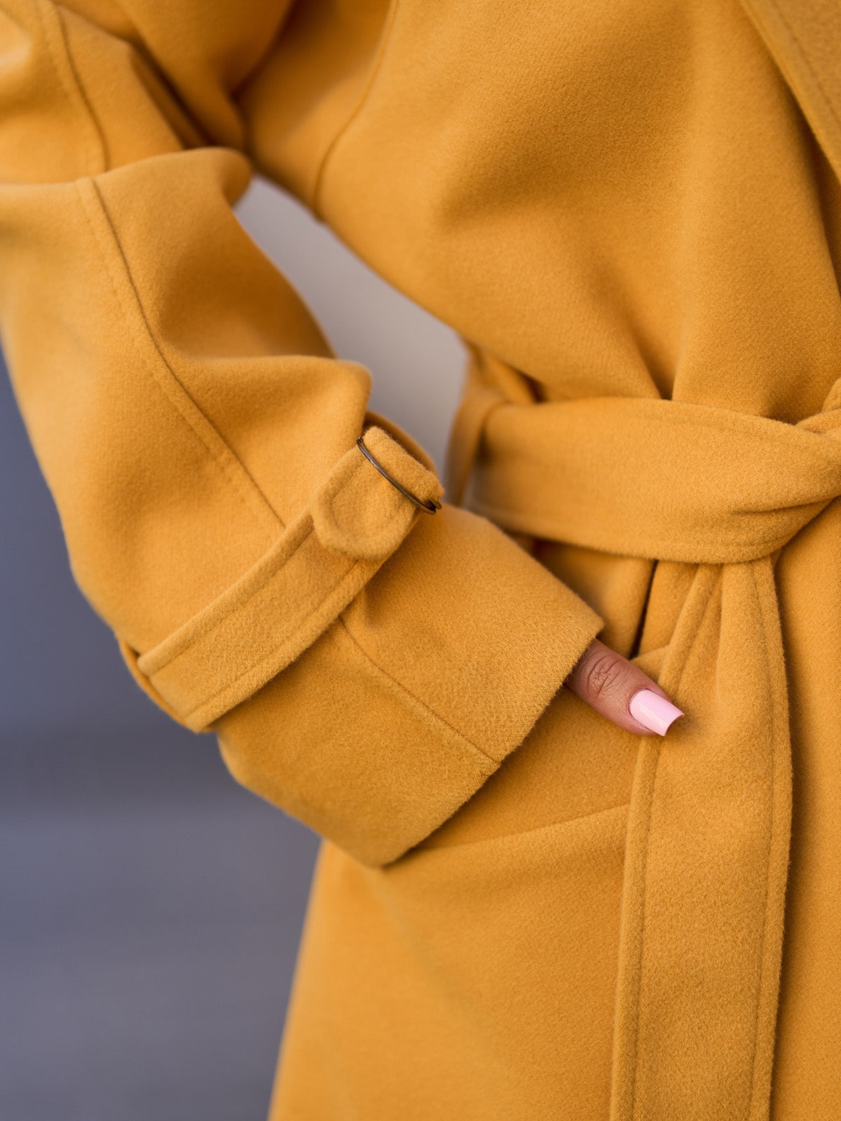 Mustard Long Coat with Side Slits-sku 15090