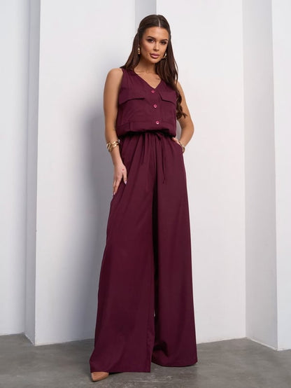 Burgungy Trouser Overalls with Drawstring -sku 15110