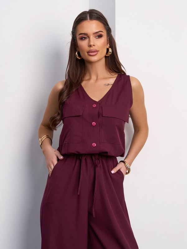 Burgungy Trouser Overalls with Drawstring -sku 15110