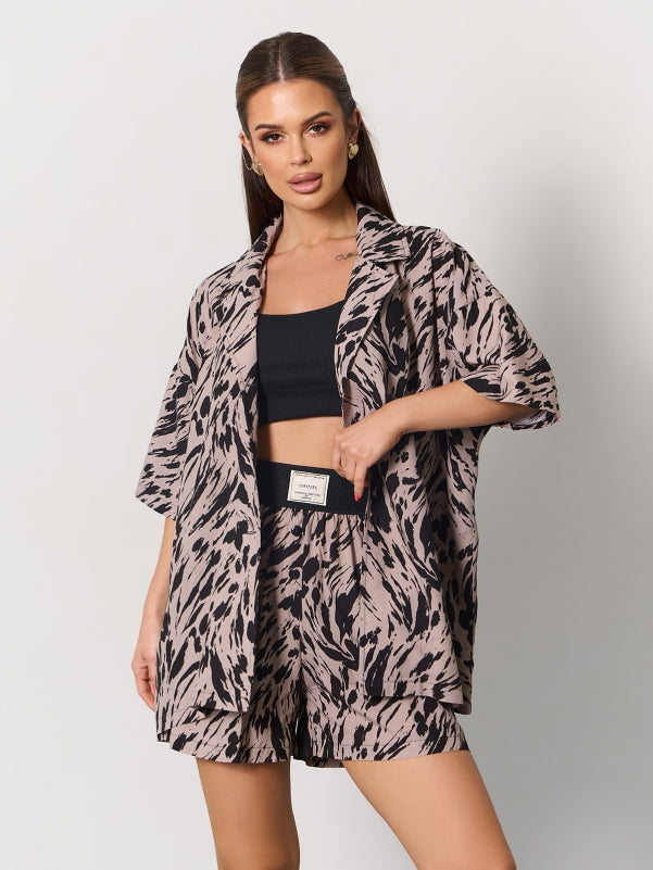 Brown and Black Cotton Oversized Suit  - sku 15169