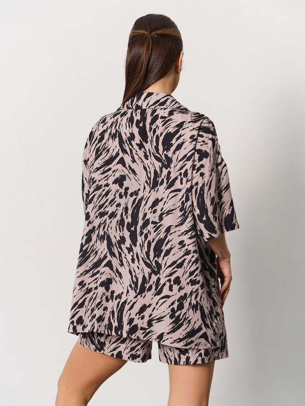 Brown and Black Cotton Oversized Suit  - sku 15169