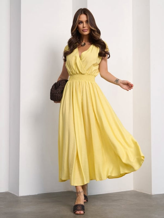 Linen Dress with a Scoop Neckline #15190