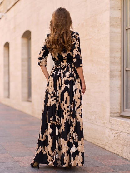 Black Long Cotton Dress with Slit  sku 15242