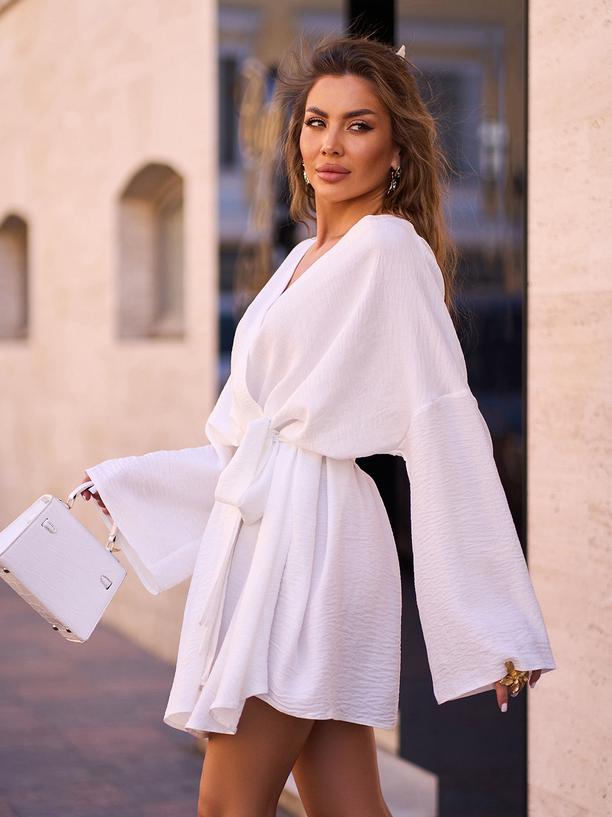 Milk Linen Boho Wrap Dress