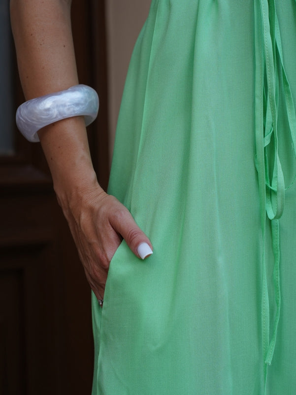 Light Green Long Sundress with Two Slits