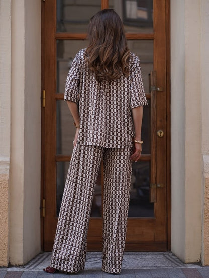 Silk Trouser Suit with Ornament sku 15266