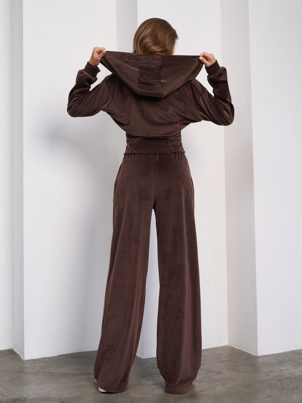 Brown Velor Suit with a Hood-sku 15280