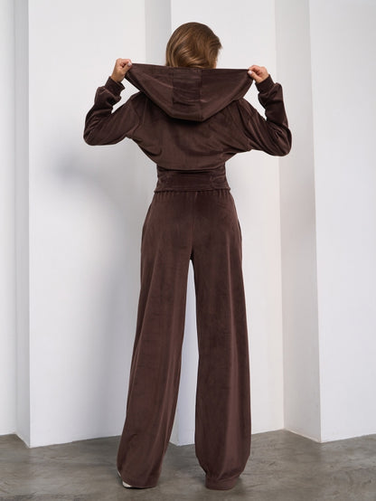 Brown Velor Suit with a Hood-sku 15280