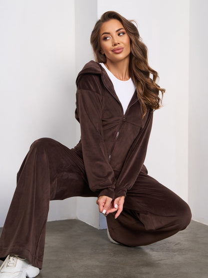 Brown Velor Suit with a Hood-sku 15280