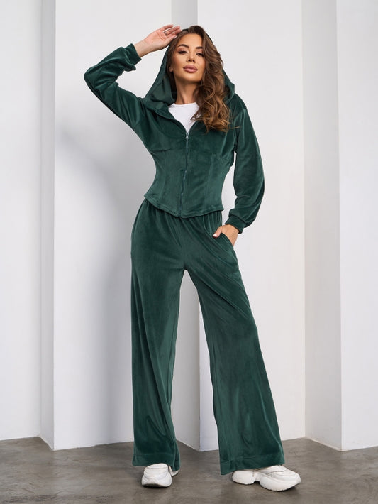 Green Velor Suit with a Hood-sku 15280
