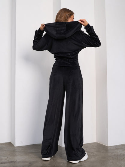 Black Velor Suit with a Hood-sku 15280