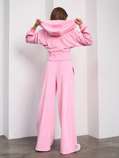 Pink Velor Suit with a Hood-sku 15280