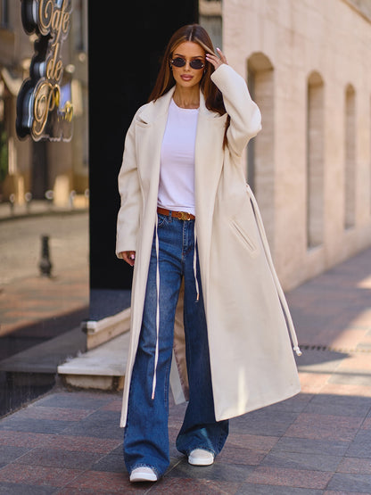 Milk Cashmere Coat with Slits -sku 15296