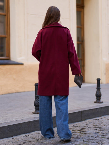Cashmere Cocoon Coat in Dark Burgundy Color -sku 15297