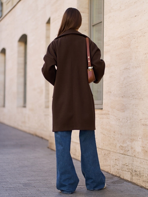 Dark Brown Cashmere Cocoon Coat-sku 15297