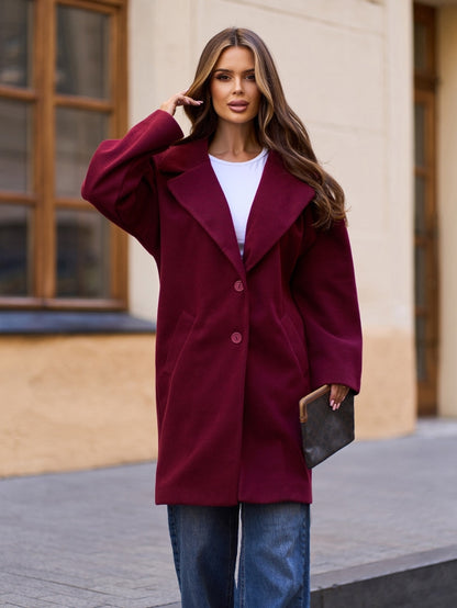 Cashmere Cocoon Coat in Dark Burgundy Color -sku 15297