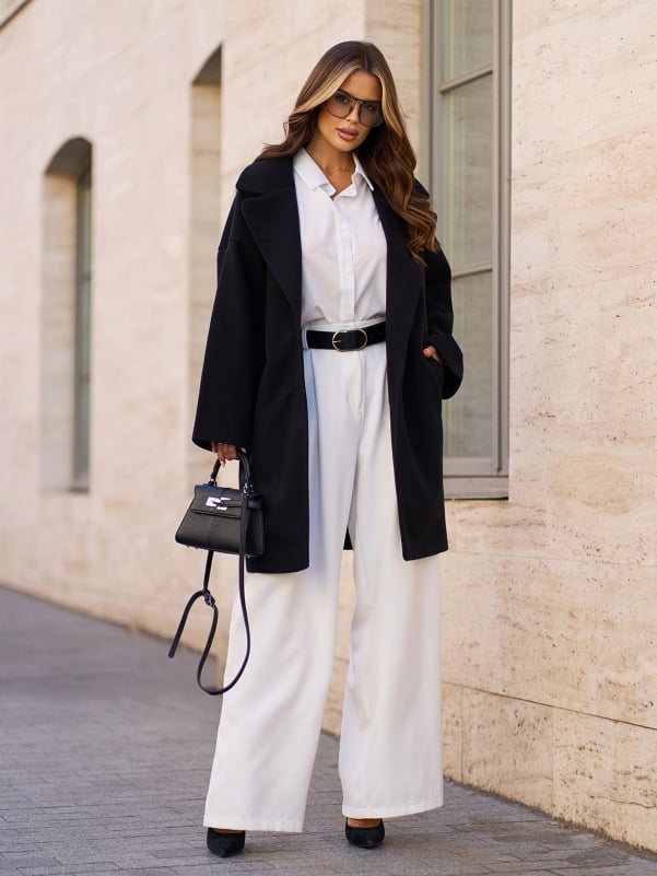 Black Cashmere Cocoon Coat-sku 15297