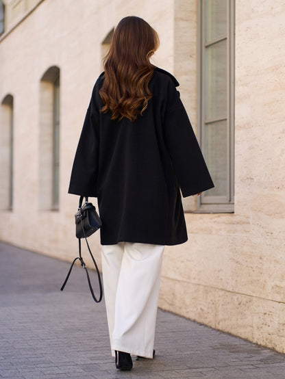 Black Cashmere Cocoon Coat-sku 15297