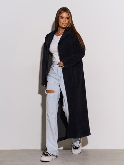 Black Long Cardigan with a Hood -sku 15301