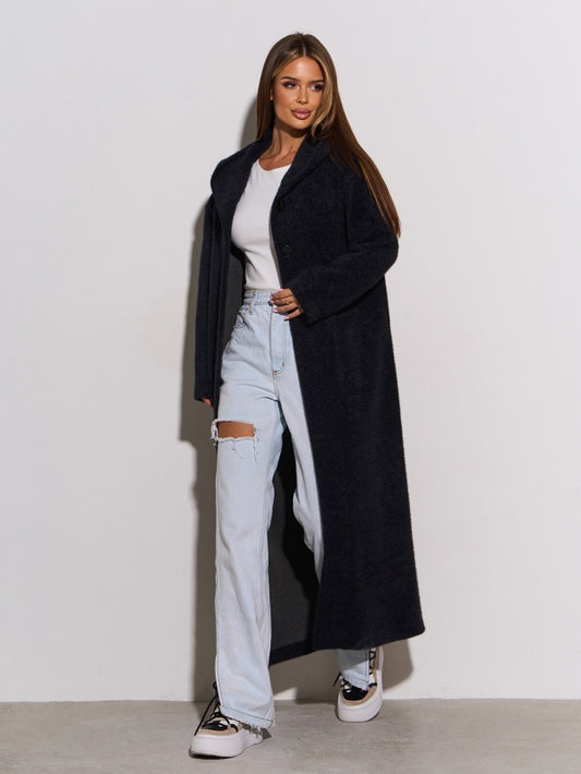 Black Long Cardigan with a Hood -sku 15301