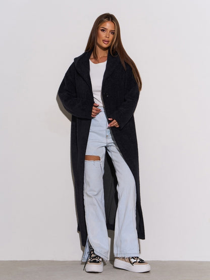 Black Long Cardigan with a Hood -sku 15301