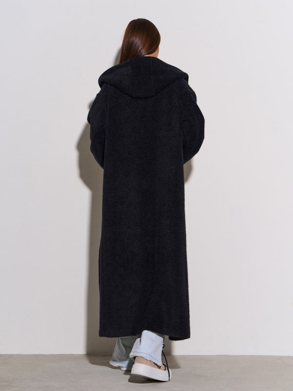 Black Long Cardigan with a Hood -sku 15301