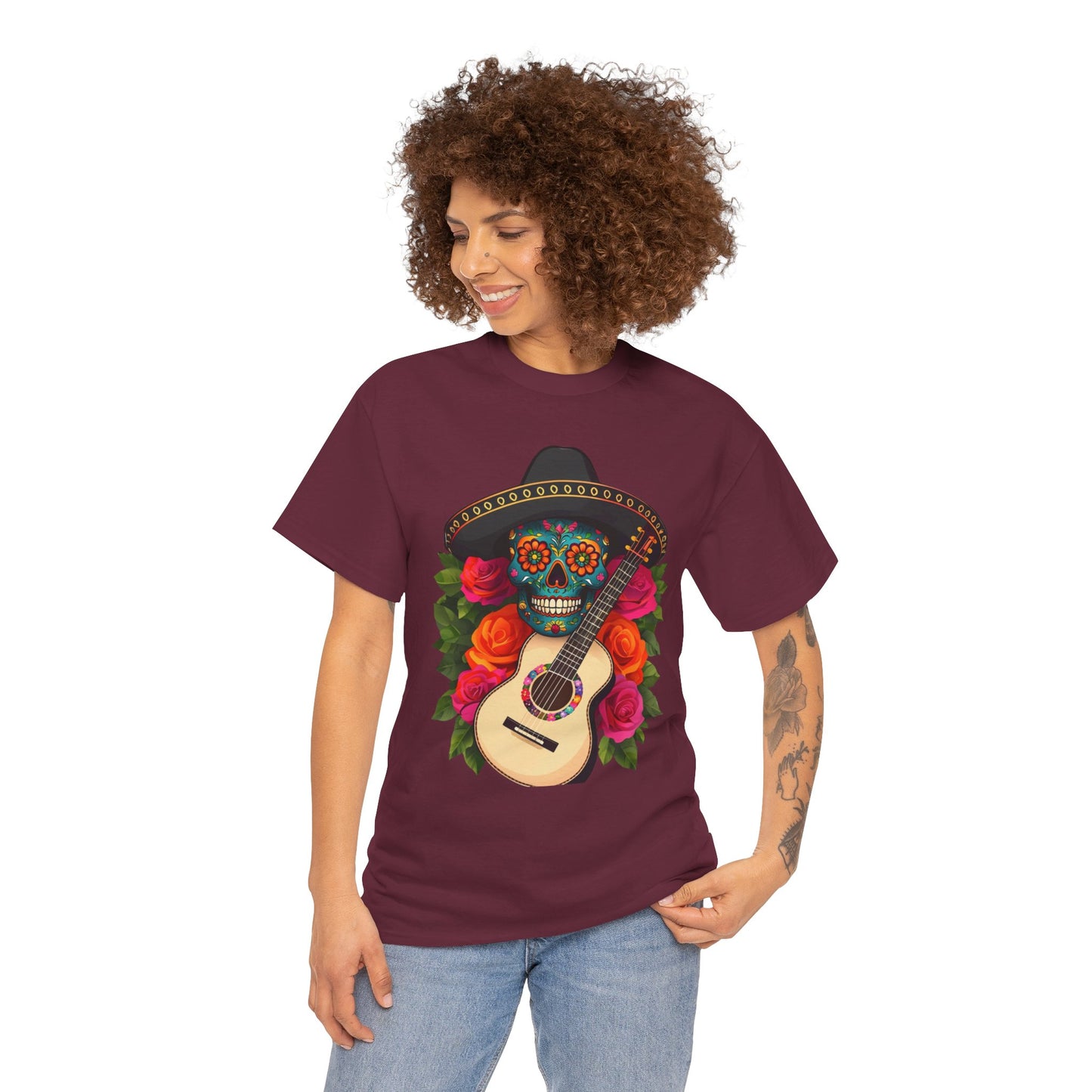 Day of the Dead Skull Tee, Sugar Skull Shirt, Unisex Cotton T-shirt