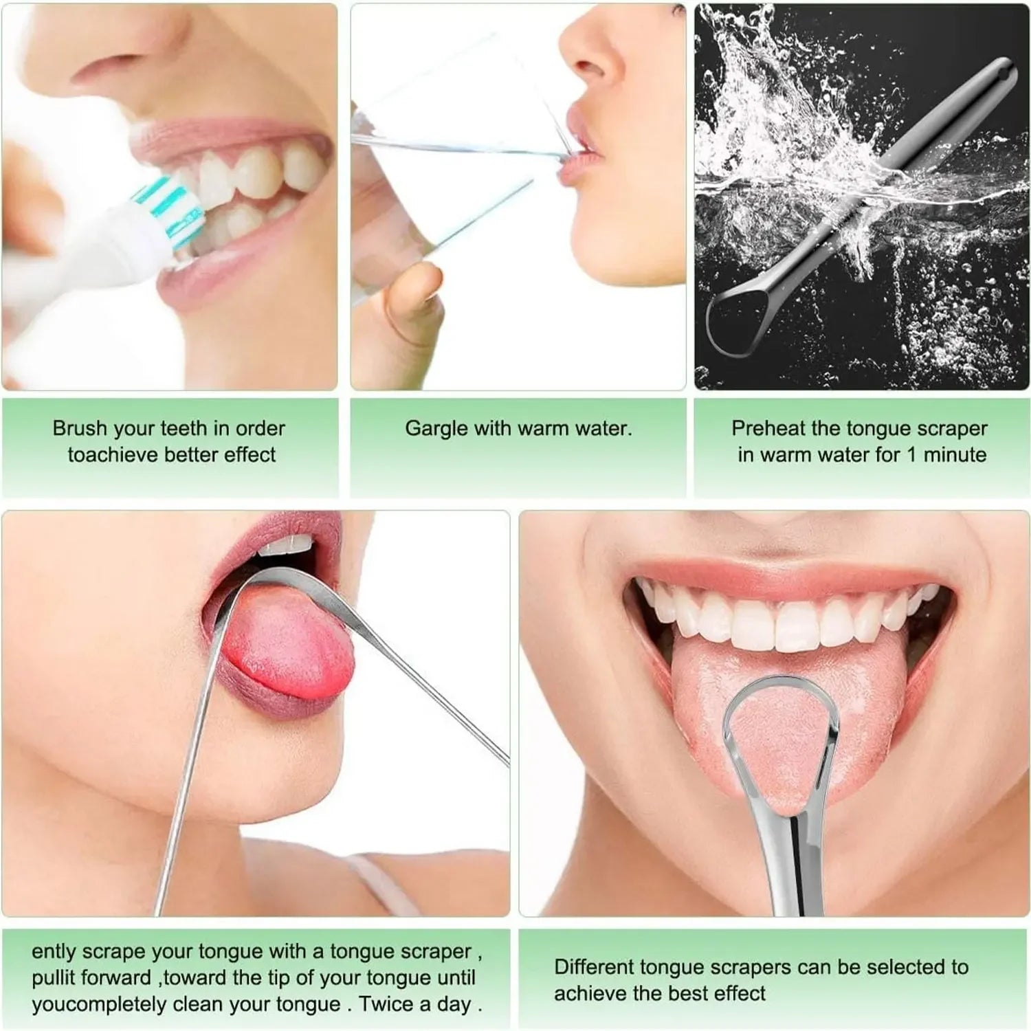 Premium 1Pcs/3Pcs Metal Tongue Scraper Cleaner for Adults & Kids, Portable Stainless Steel Tongue Scrapers Brushes for Removing