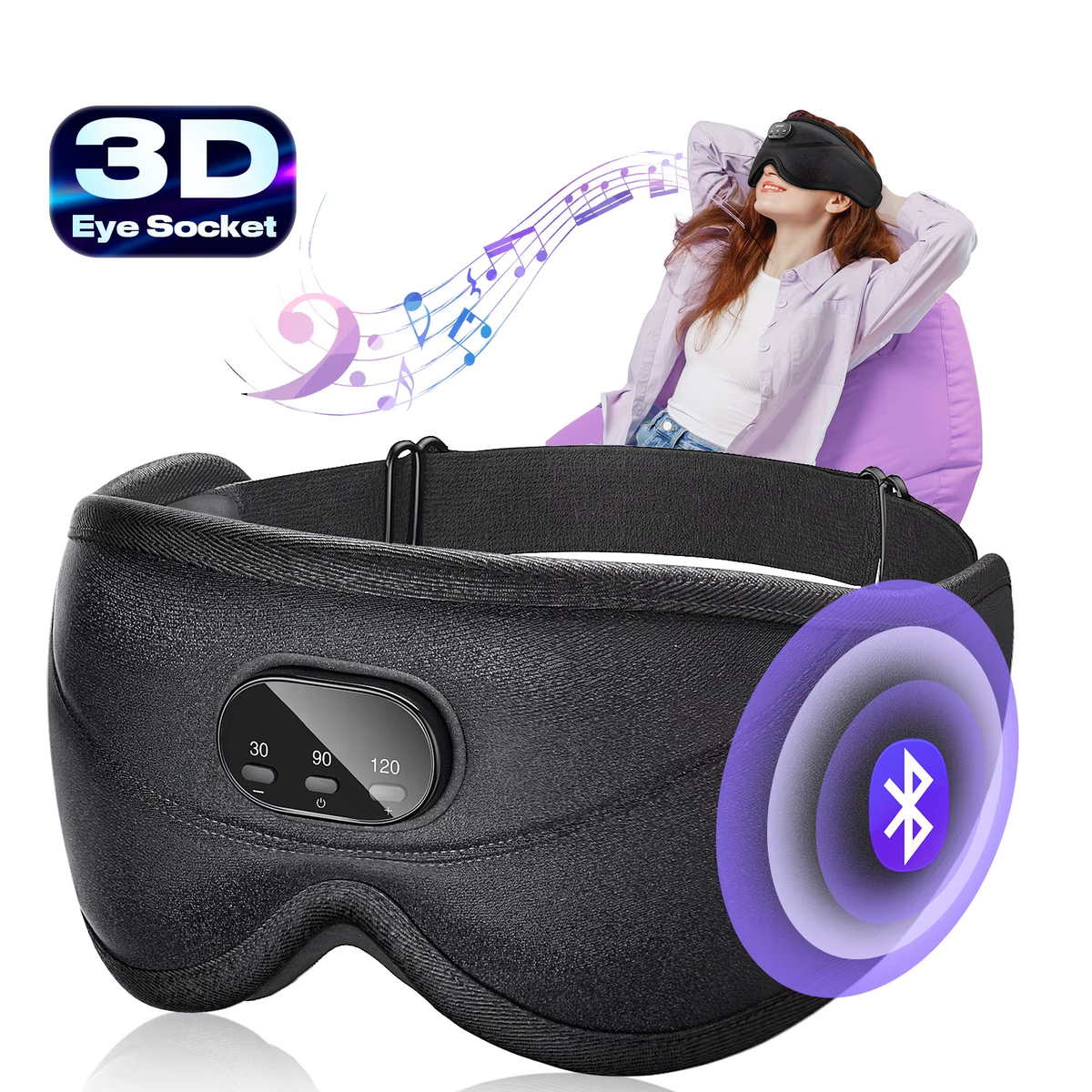 3D Bluetooth Sleeping Mask Headphones Eye Mask Comfortable Wireless Music Sleep Mask Noise Reduction Blackout Sleeping Mask