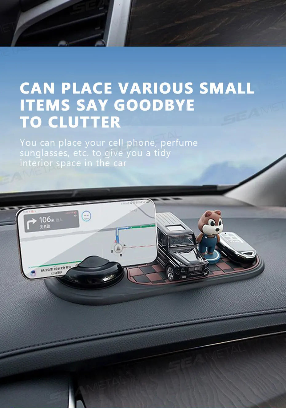 2 in 1 Dashboard Anti Slip Mat with Phone Mount 360-Degree Rotation