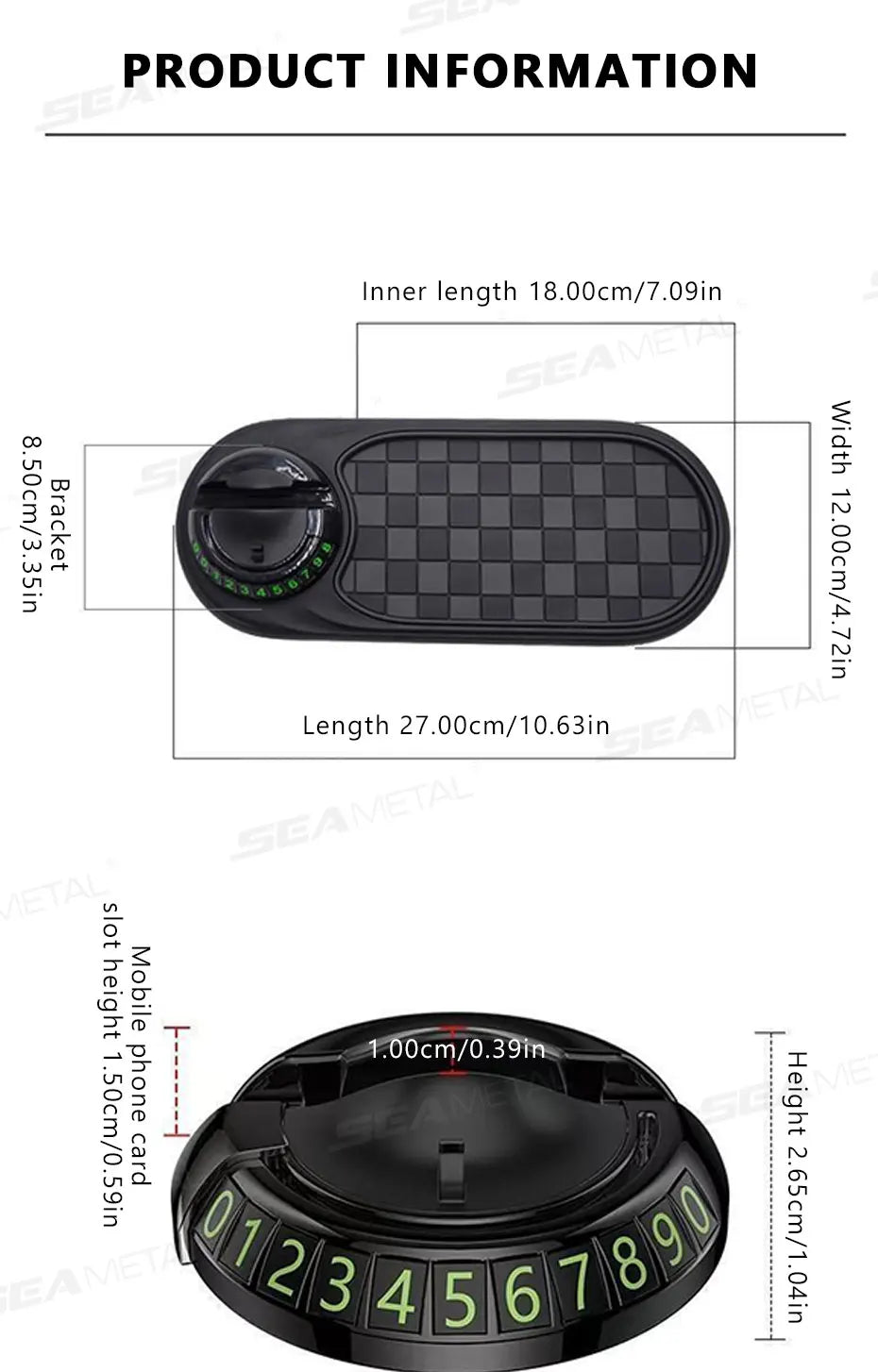 2 in 1 Dashboard Anti Slip Mat with Phone Mount 360-Degree Rotation