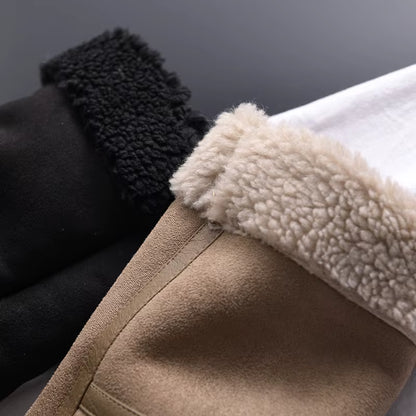 Winter Women Thick Warm Suede Lamb Jacket Short Motorcycle Brown Coats Faux Shearling Sheepskin Leather Jackets Outwear