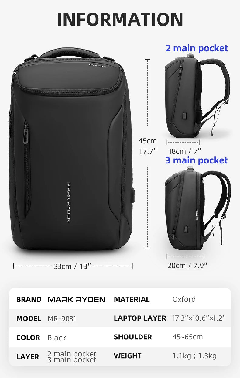 MARK RYDEN Multifunctional 15.6 inch Laptop Backpack