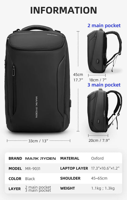 MARK RYDEN Multifunctional 15.6 inch Laptop Backpack