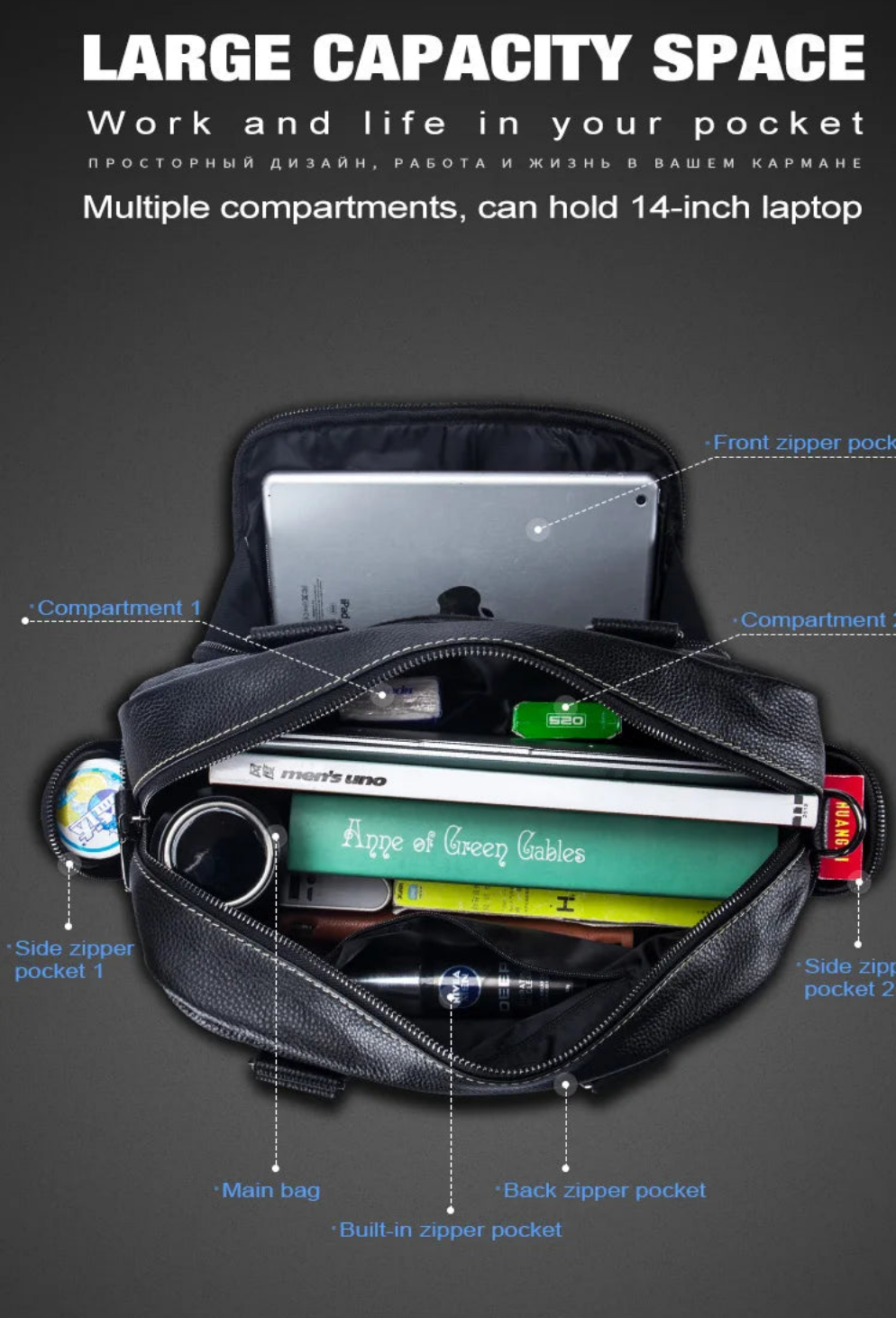 BULLCAPTAIN Men's Leather Briefcase