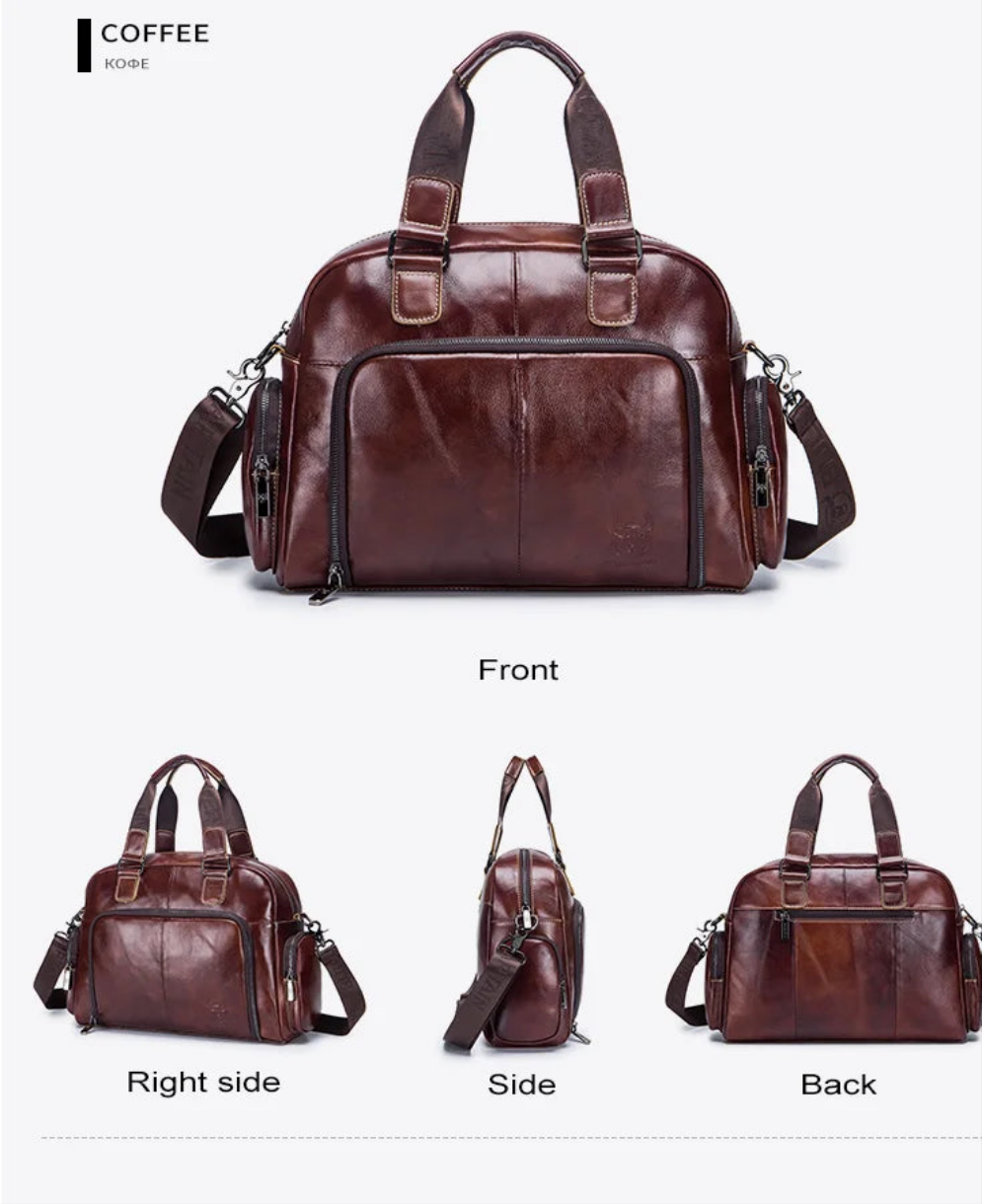 BULLCAPTAIN Men's Leather Briefcase