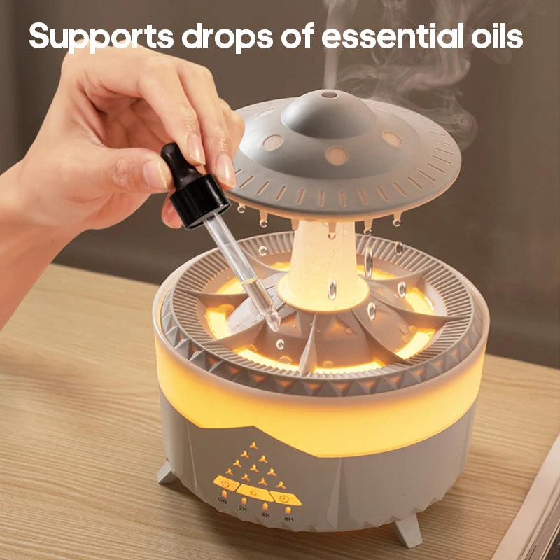 Creative UFO Aroma Diffuser Sprayer Air Humidifier with Water Mist Ring Works with Essential Oil Releases Fine Water Mists
