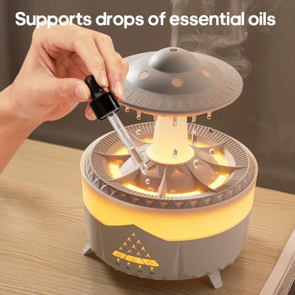 Creative UFO Aroma Diffuser Sprayer Air Humidifier with Water Mist Ring Works with Essential Oil Releases Fine Water Mists