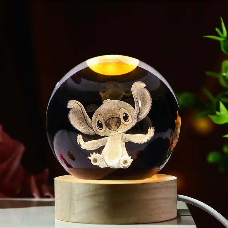6CM Kawaii Lilo & Stitch 3D Crystal Lights Lamp