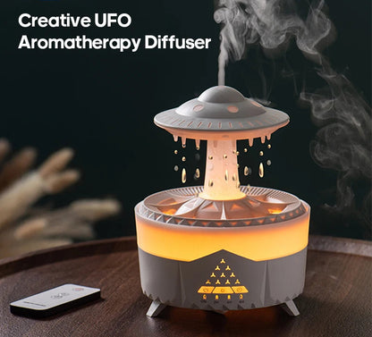 Creative UFO Aroma Diffuser Sprayer Air Humidifier with Water Mist Ring Works with Essential Oil Releases Fine Water Mists
