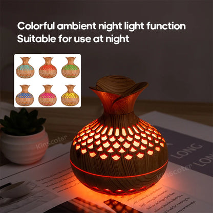 Woodgrain Ultrasonic Air Humidifier USB Water Mist Sprayer H2O 300Ml Mini Portable Desktop Aroma Diffuser Purifier