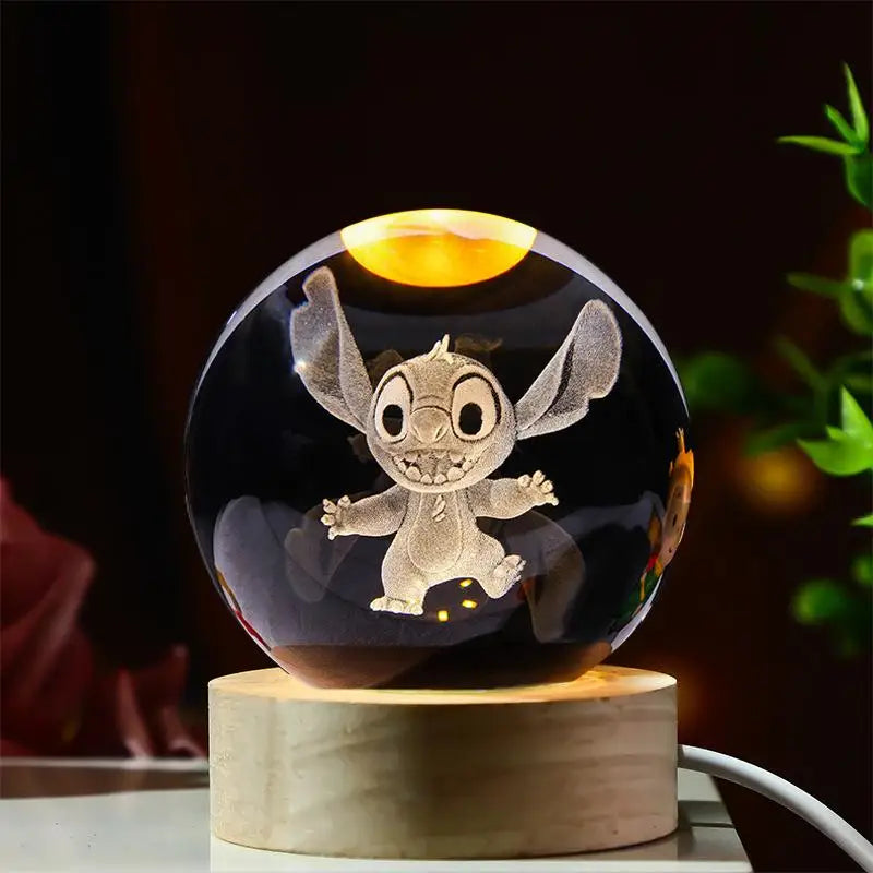 6CM Kawaii Lilo & Stitch 3D Crystal Lights Lamp