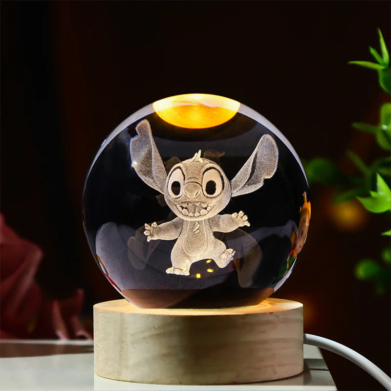 6CM Kawaii Lilo & Stitch 3D Crystal Lights Lamp
