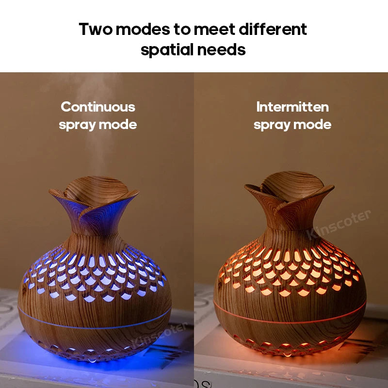 Woodgrain Ultrasonic Air Humidifier USB Water Mist Sprayer H2O 300Ml Mini Portable Desktop Aroma Diffuser Purifier